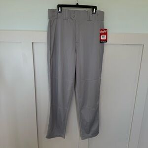 Rawlings NWT Baseball Pants Men’s Size Large Gray Relaxed Button Elastic‎ Waist